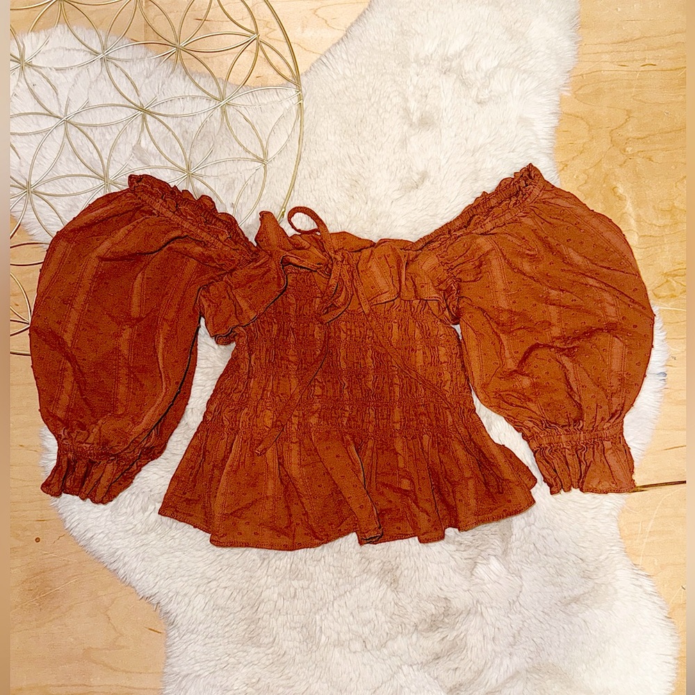 Burnt orange romantic blouse